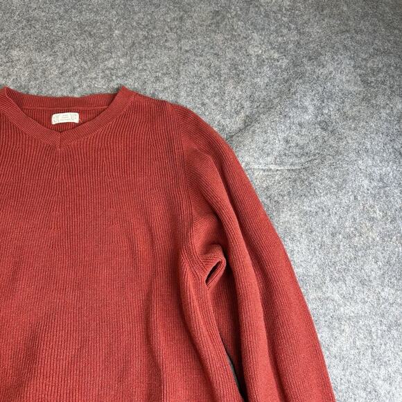 Sisam Sweater Womens Medium Orangic Cotton Fair Trade V-Neck Pullover Red - Picture 2 of 7